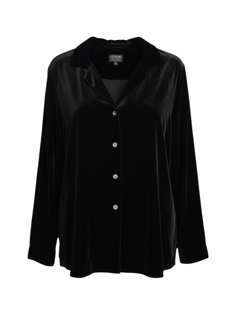 Citron Black Velvet Button-Down Shirt